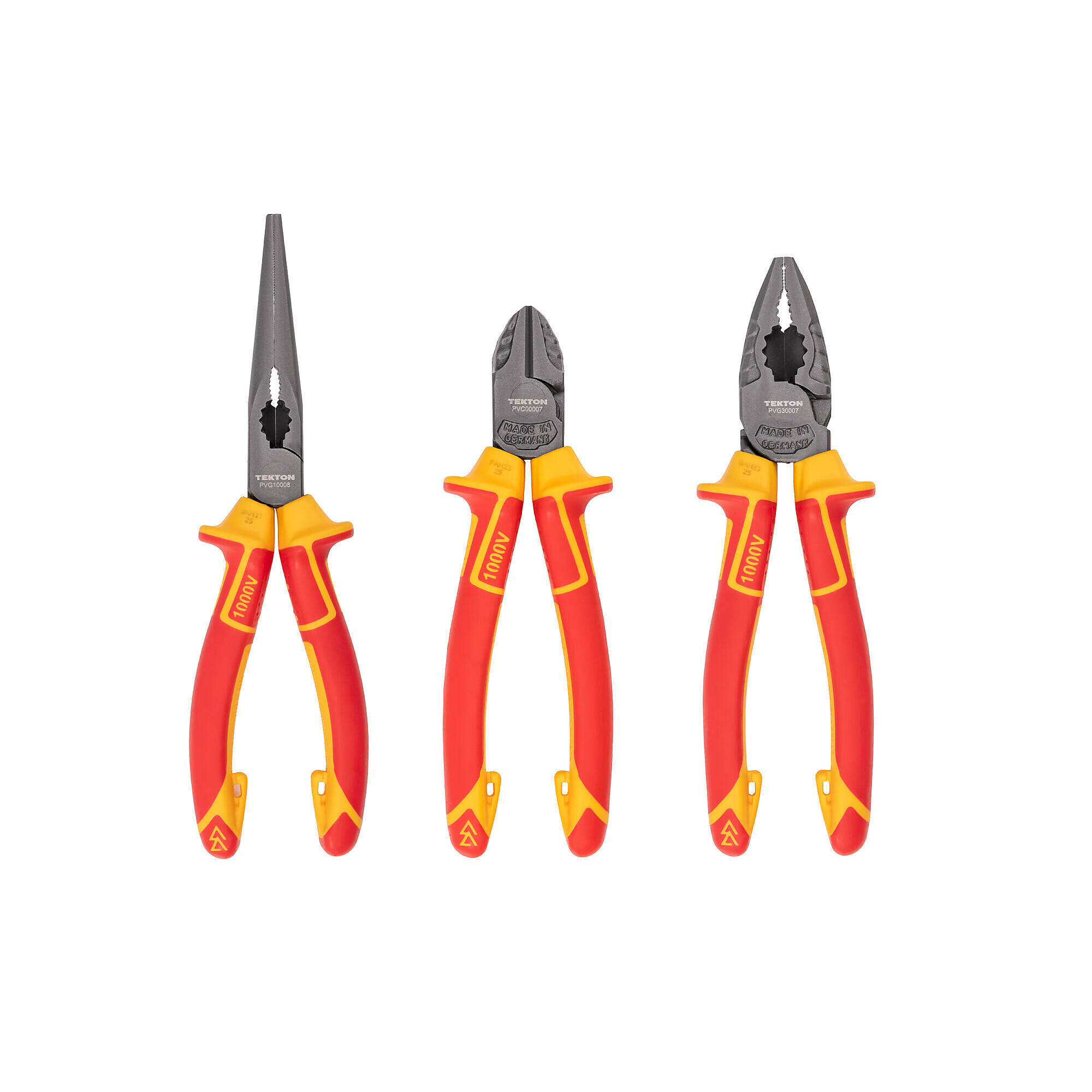 TEKTON Insulated Pliers Set, 3-Piece (Combination, Long Nose, Diagonal Cutting) | PLR90002